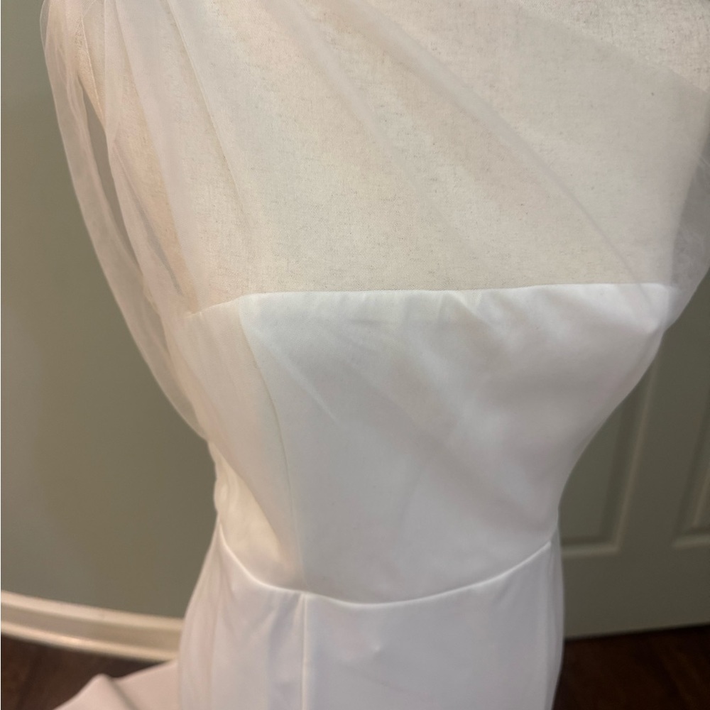 Showpo White One-Shoulder Wedding Dress - Picture 4 of 7